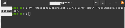   Captura de pantalla de terminal de linux con ejecución de comando *mv* para mover el binario descargado