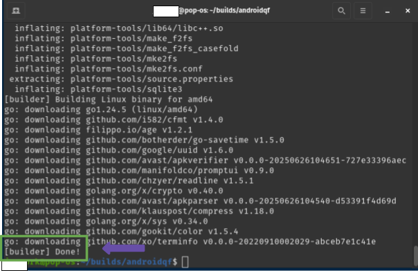  Captura de pantalla de terminal de linux con ejecución de comando *make linux.*