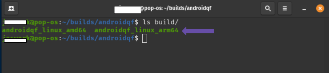  Captura de pantalla de terminal de linux con ejecución de comando ls build/.
