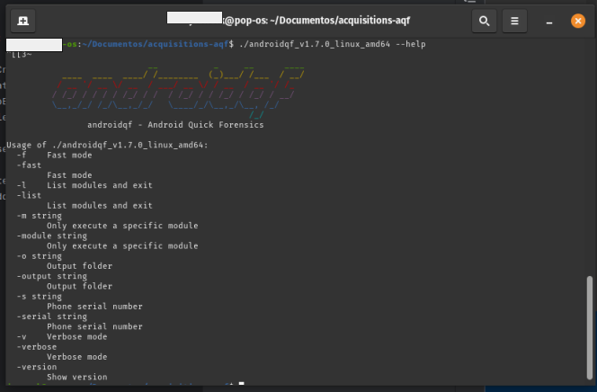  Captura de pantalla de terminal de linux con ejecución de parámetro *–help*.