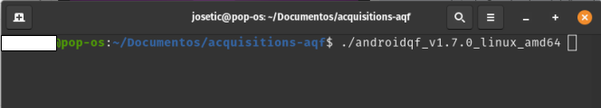 Captura de pantalla de terminal de linux con ejecución del binario para el inicio de la extracción
